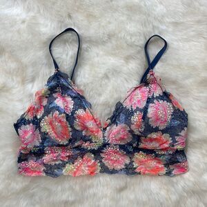 PINK Victoria's Secret Lace Bralette Pink Blue Floral size small